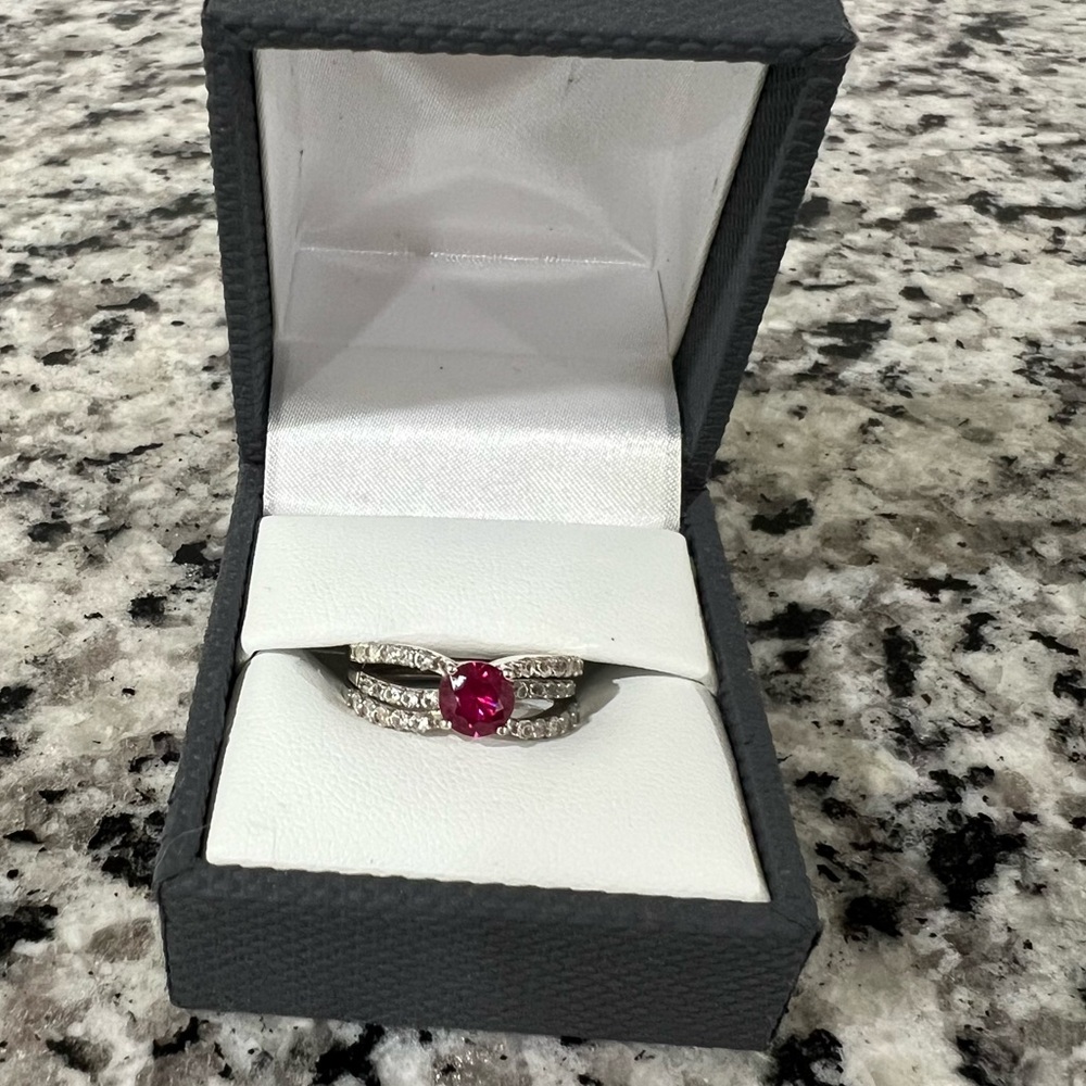 Modern Bride Gemstone Lab Ruby & Lab Sapphire Ste… - image 3
